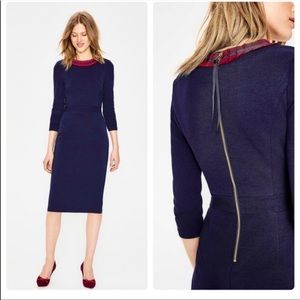 🆕 Boden FREE SHIPPING polperro ottoman Navy w/ red trim dress size 14L US. NWT